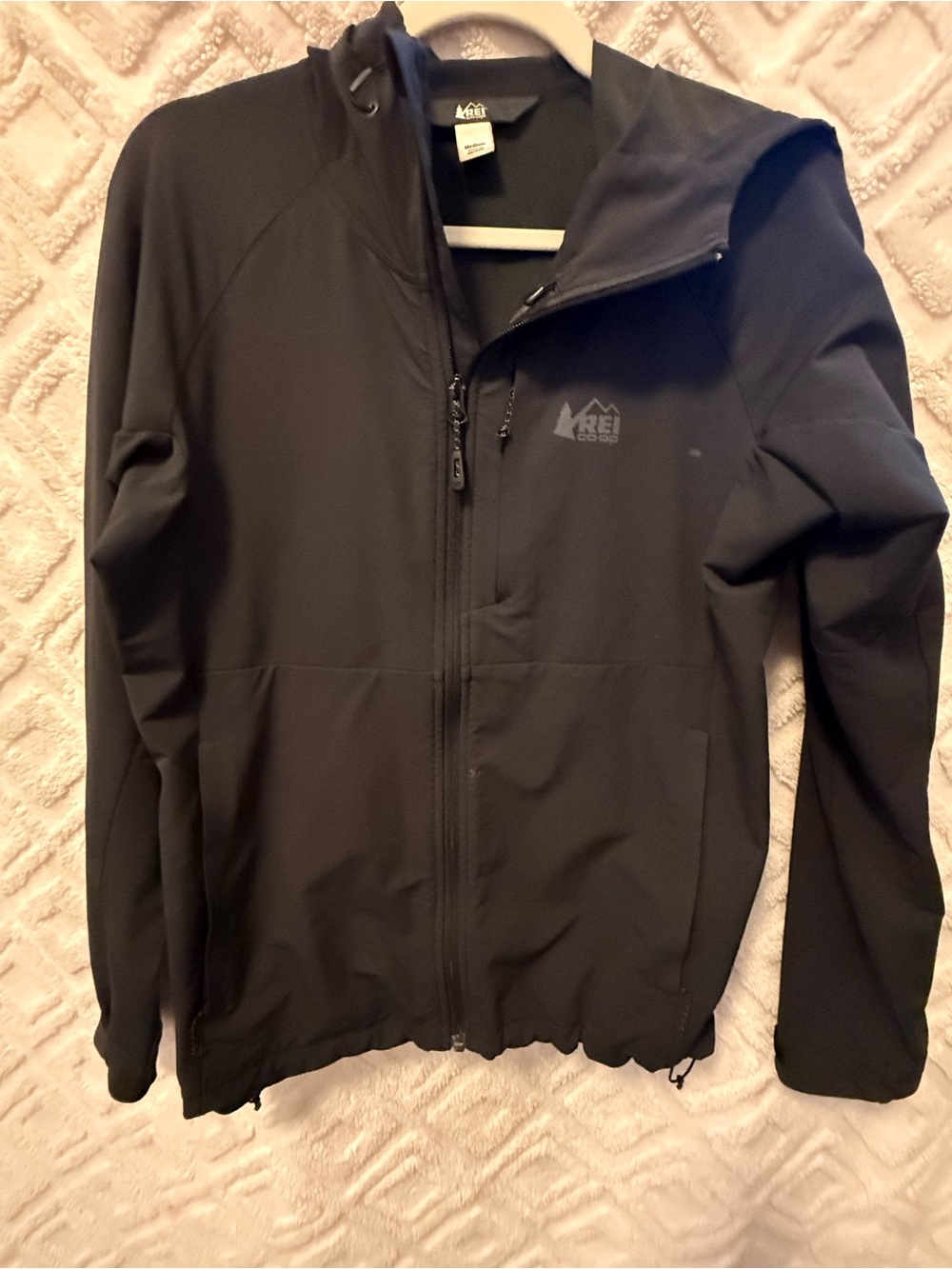 REI Women’s Black Softshell Performance Jacket with Hood
